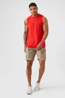 Men Zippered Drawstring Cargo Shorts in Taupe Large