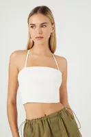 Women's Lace-Back Cropped Cami in White Small