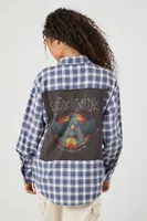 Women's Aerosmith Flannel Shirt in Blue Small