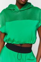 Women's Active Mesh Panel Drawstring Top Green