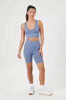 Women's Active Seamless Biker Shorts in Heather Blue Small