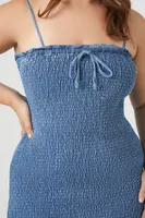 Women's Smocked Cami Mini Dress in Denim, 3X