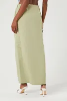 Women's Toggle Drawstring Cargo Midi Skirt in Sage Large