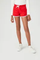 Girls French Terry Shorts (Kids) in Red/White, 11/12