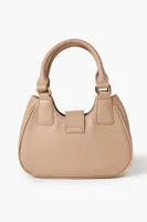 Women's Faux Leather Crescent Crossbody Bag in Taupe