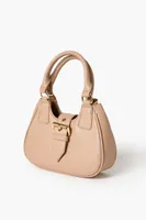 Women's Faux Leather Crescent Crossbody Bag in Taupe