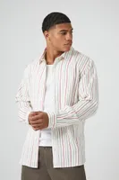 Men Striped Lyocell Shirt in Cream Medium