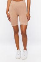 Women's Seamless Ribbed Biker Shorts in Walnut, XS