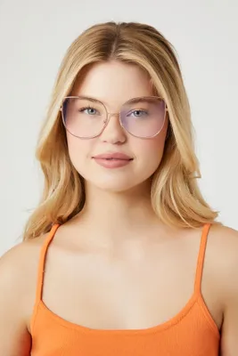Cat-Eye Frame Readers in Rose Gold/Clear