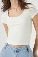 Women's Cropped Rib-Knit T-Shirt