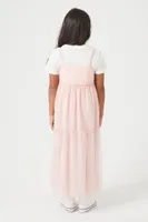 Girls Ruffle-Trim Maxi Dress (Kids) in Mauve, 13/14