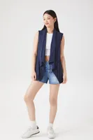 Women's Chambray Open-Front Vest in Navy, XS