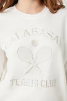 Women's Embroidered Calabasas Tennis Club Pullover in White Large