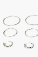 Women's Twisted Hoop Earring Set in Silver