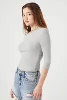 Women's Ribbed Knit Crop Top in Grey, XS