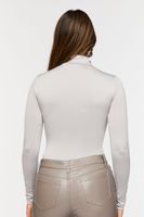 Women's Long-Sleeve Turtleneck Bodysuit in Light Grey Large