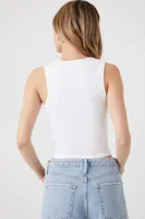 Women's Sweater-Knit Cropped Tank Top in White Medium