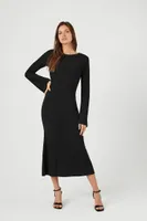 Women's Ribbed Knit Open-Back Midi Dress