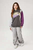 Women's Los Angeles California Colorblock Hoodie in Grey Small