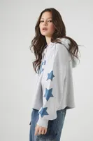 Women's NYC Star Denim Patch Hoodie in Heather Grey Small