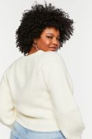 Women's Purl Knit V-Neck Sweater in Vanilla, 0X