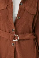 Women's Belted Corduroy Shacket Large