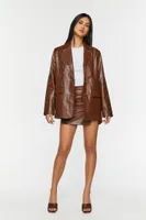 Women's Faux Leather Mini Skirt in Chocolate Small