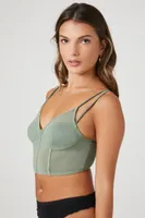 Women's Sheer Mesh Cropped Corset Cami in Tea Medium