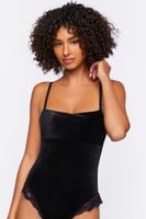 Women's Velvet Lingerie Bodysuit in Black Medium