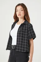 Women's Grid Print Shirt in Black/White Medium