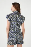 Women's Linen-Blend Geo Print Romper