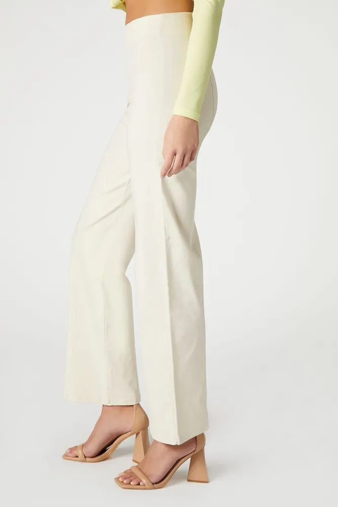Women's Satin Straight-Leg Trousers in Natural Large