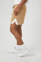 Men French Terry Chevron Sweatshorts in Light Brown/Cream Large