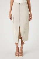 Women's Twill Cargo Maxi Skirt in Birch, XS