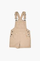 Girls Twill Overall Shorts (Kids) in Khaki, 11/12