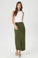 Women's Twill Cargo Maxi Skirt in Olive Medium