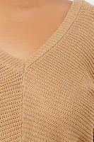 Women's Ribbed Knit Tie-Back Sweater Camel,