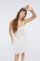 Women's Floral Eyelet Cami Mini Dress in Vanilla Small