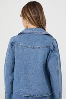 Women's Denim Double-Breasted Trench Jacket in Medium Denim