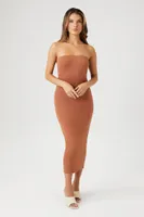 Women's Tube Bodycon Midi Dress in Chestnut, XL