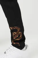 Men Embroidered Snake Slim-Fit Jeans in Black, 32