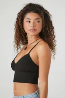 Women's Cropped Rib-Knit Cami in Black Medium