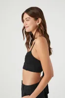 Women's Caged Sweetheart Self-Tie Crop Top in Black Large