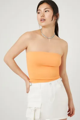 Women's Cotton-Blend Cropped Tube Top in Sunset Gold, XL