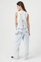 Women's Acid Wash Denim Overalls in Light Denim Small