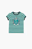 Girls Slytherin Striped Ringer T-Shirt (Kids) in Green, 11/12