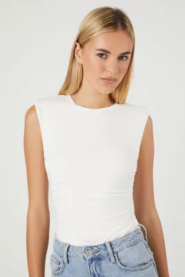 Women's Padded Sleeveless Bodysuit in White Medium