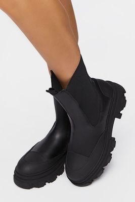 Women's Faux Leather Lug Chelsea Boots Black/Black,