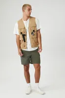 Men Twill Drawstring Shorts in Olive Large