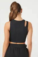 Women's Active Cropped Cutout Tank Top in Black Medium